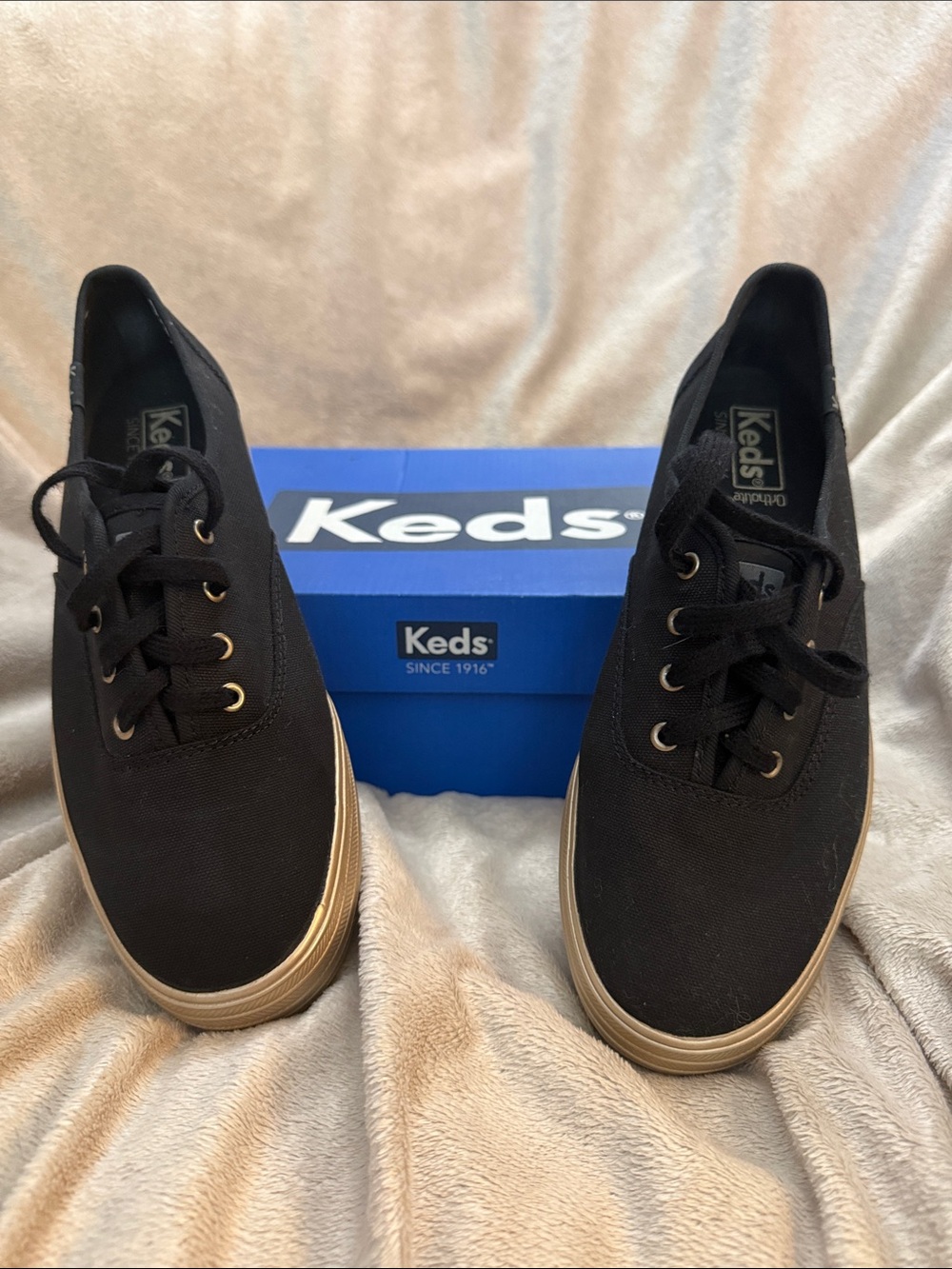 Keds Black Platform Canvas Sneakers with Gum Sole